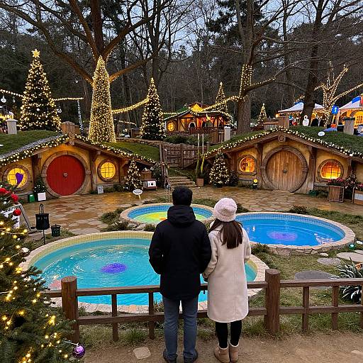Enchanted Winter Forest with Magical Pools