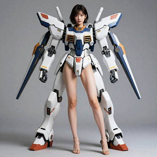 Photo-Realistic Girl with Mecha Background