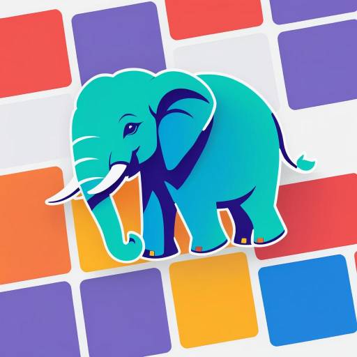 Colorful Elephant Logo on Geometric Background