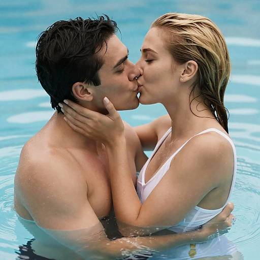 Couple Kissing in Swimming Pool