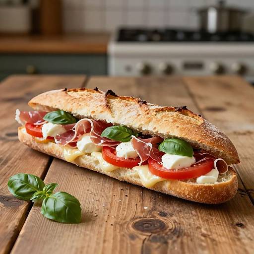 Rustic Italian Panuozzo Sandwich Close-up