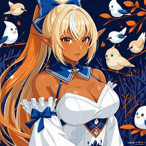 Illustration of Elfriend (shiranui flare), hololive in the style of Unasaka ryou