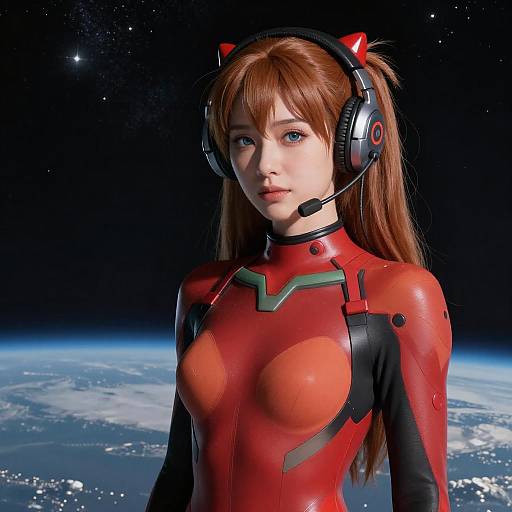 Asuka in Red Space Bodysuit Portrait