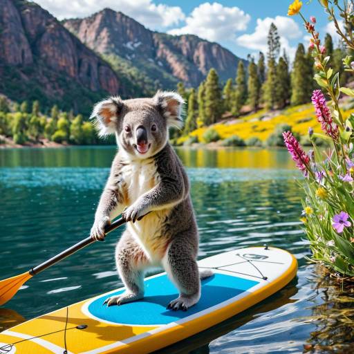 Joyful Koala on a Paddle Board Adventure Joyful Koala on a Paddle Board Adventure