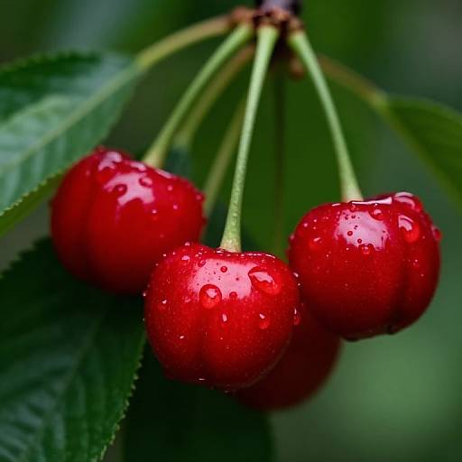 Macro Close-Up of Dewy Spinato Cherry