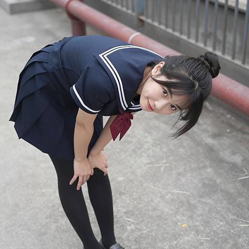 Asian Woman in Sailor Dress Portrait