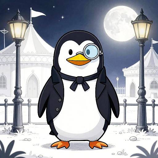 Victorian Penguin at Moonlit Carnival
