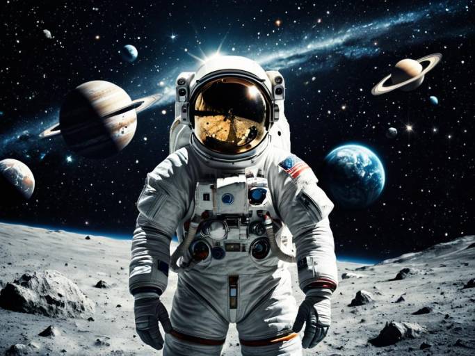 Astronaut in Cosmic Galaxy Wallpaper