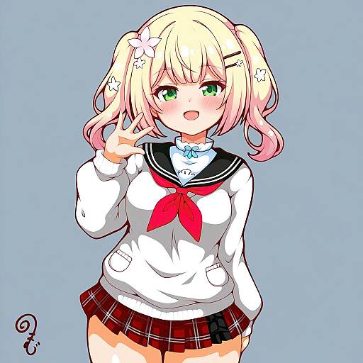 Illustration of Momosuzu nene (casual), hololive in the style of Kurukurumagical