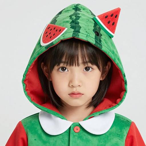 Watermelon Hooded Outfit with Collar