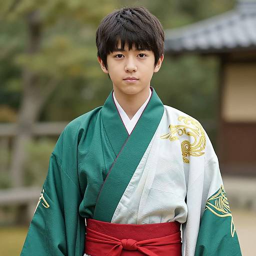 Boy in Embroidered Kimono