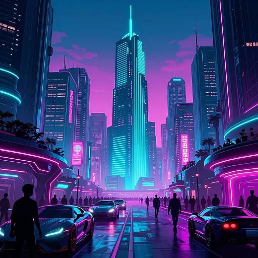 Vibrant Cyberpunk Neon Cityscape