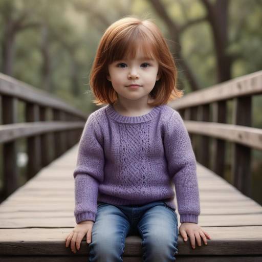 Toddler Girl Sitting on Wooden Bridge