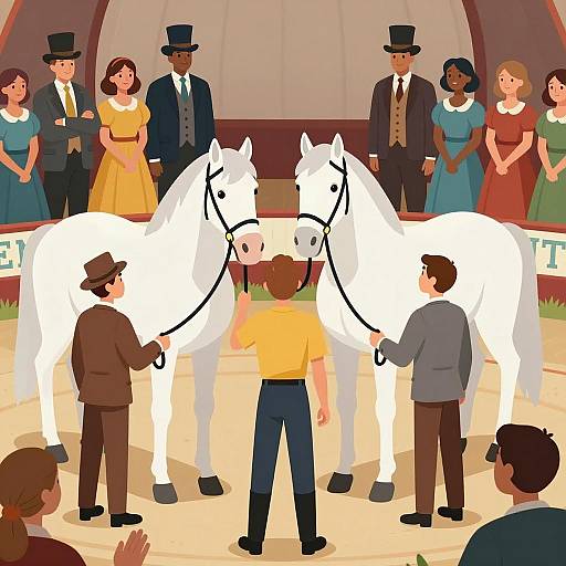 Vibrant Circus Gathering with Horses