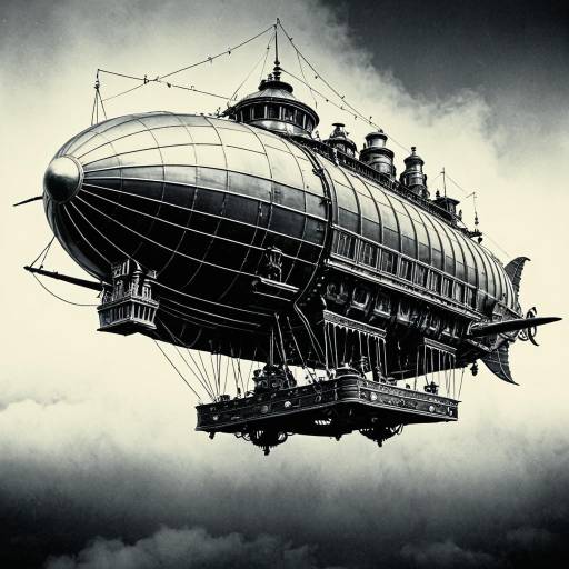 Steampunk Airship in Monochrome