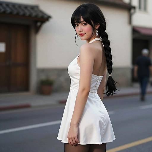 Ultra-Realistic Woman in Silk Dress