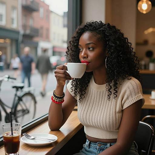 Café Serenity: Urban Portrait of Woman
