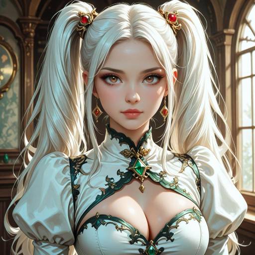 Elegant Fantasy Woman with White Hair