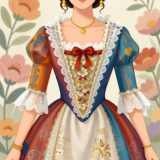 Vibrant Woman in Ornate Dress