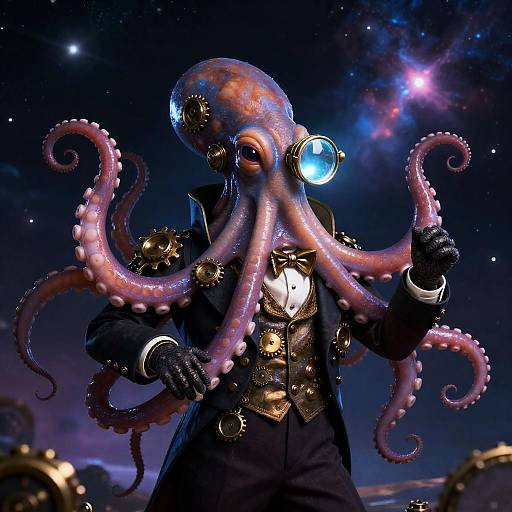 Interstellar Steampunk Octopus Jazz Maestro