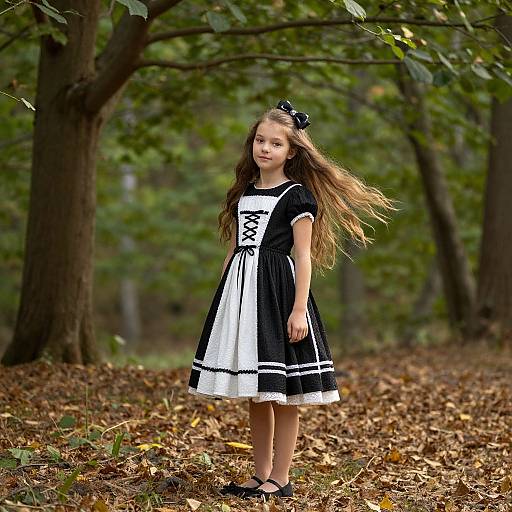 Elegant Young Girl in Autumn Forest