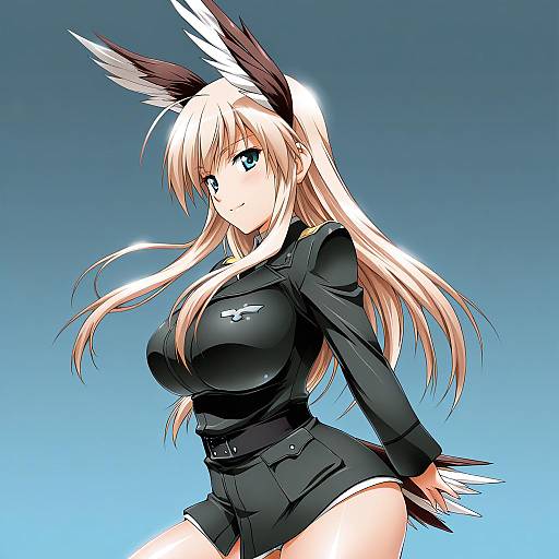 Illustration of Hanna-justina marseille, world witches series in the style of Henshako