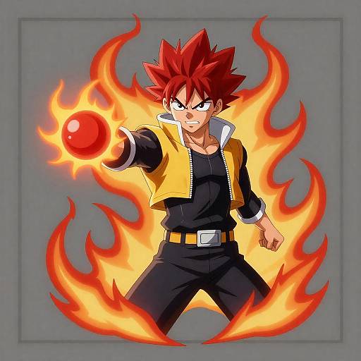 Dynamic Red-Haired Anime Character Design