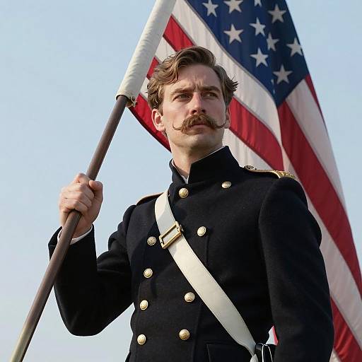 Civil War Soldier with American Flag
