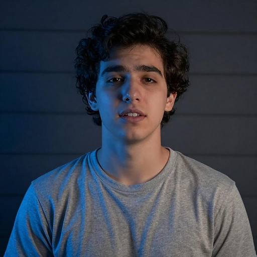 Blue Light Portrait of a Young Man