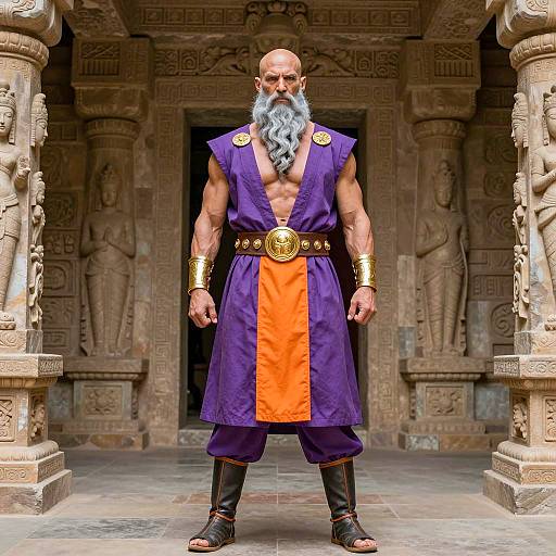 Epic Warrior in Ornate Temple Setting
