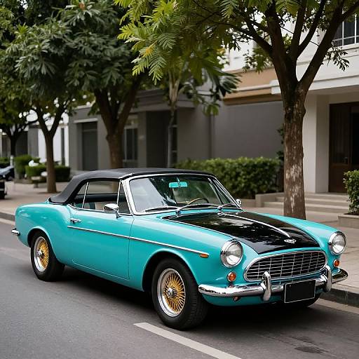 Vintage Turquoise Convertible on Street