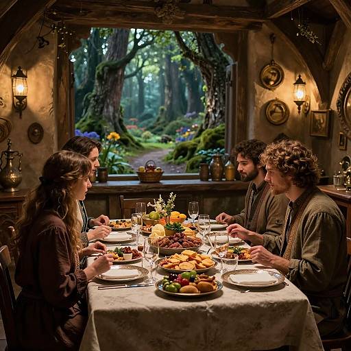 Medieval Fantasy Shabbat Dinner Scene