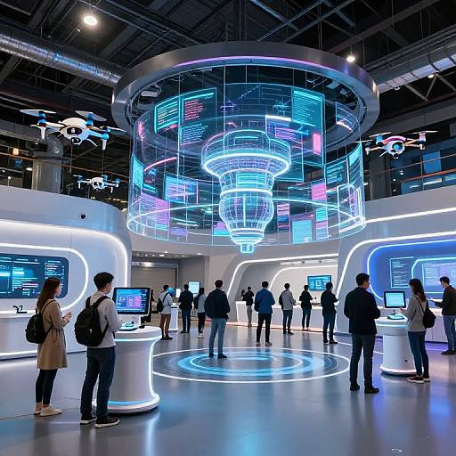 Futuristic Cyber Convention Center Interior