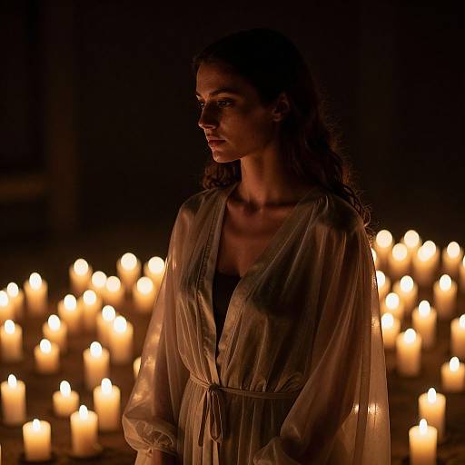 Candlelit Vigil in Dark Room