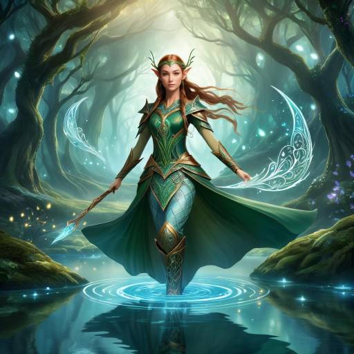 Enchanting Elven Warrior in Magical Glade Enchanting Elven Warrior in Magical Glade
