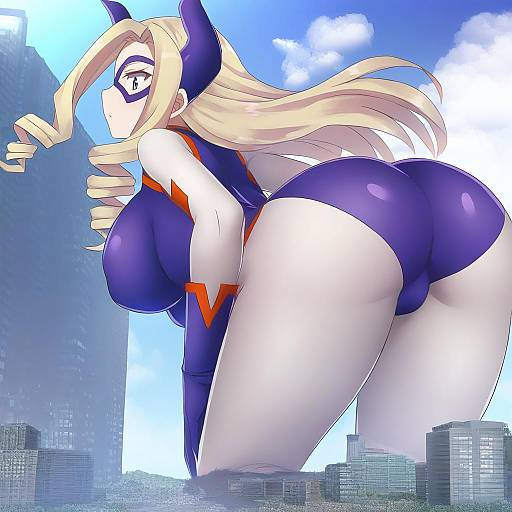 Illustration of Mount lady, boku no hero academia in the style of Akaza