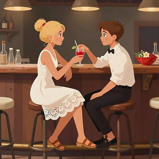 Rustic Bar Scene with Two Characters