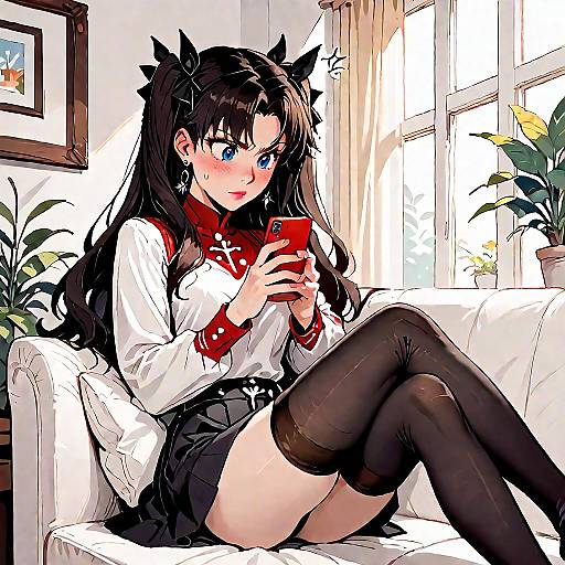 Tohsaka Rin Surprised by Phone