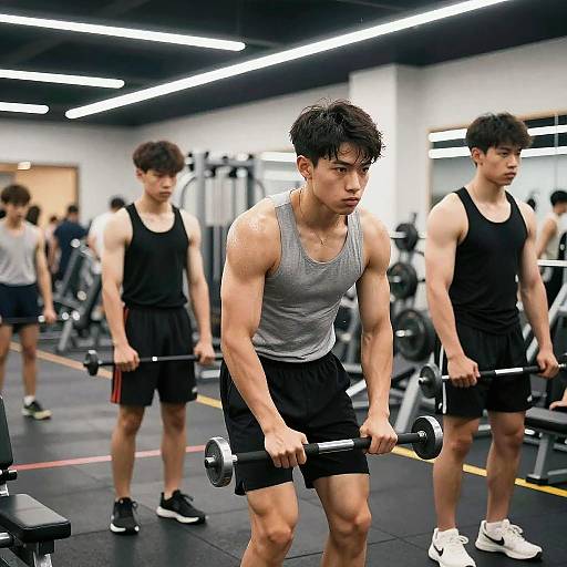 Teen Bodybuilders Training Intensely