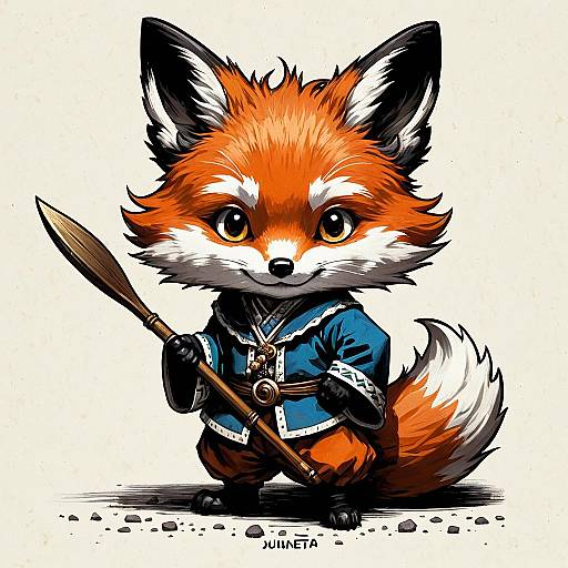 Chibi Fox Mascot Warrior