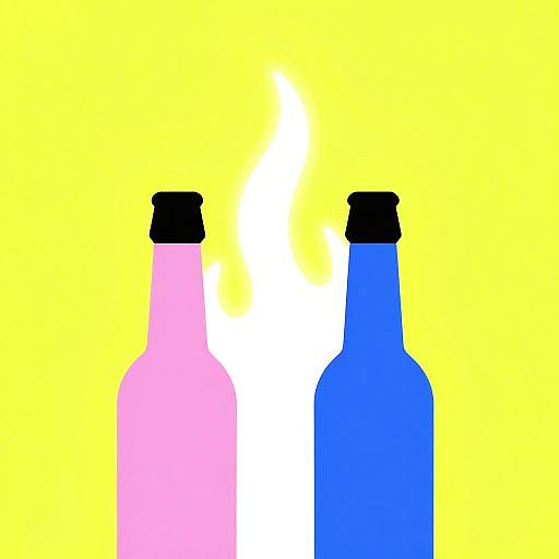 Abstract Colorful Bottles with Flame