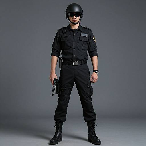 Man in Black Tactical Gear