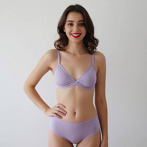 Young Woman in Lavender Lingerie