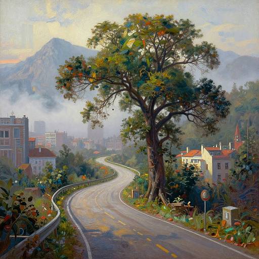 Majestic Dreamlike Urban Mountain Landscape