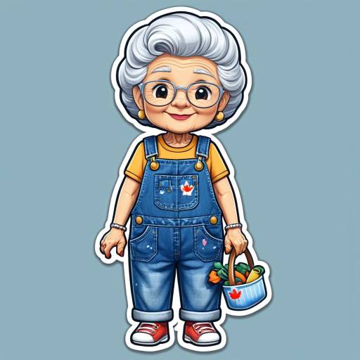 Cheerful Canadian Grandmother Cartoon Character
