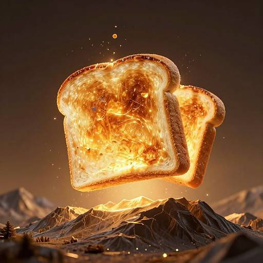 Surreal Floating Toaster Mountain Glow