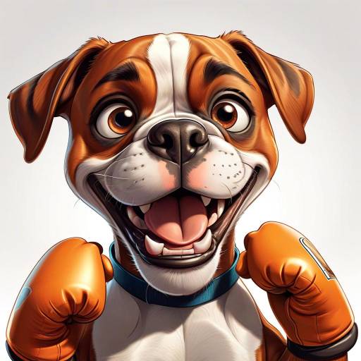 Joyful Cartoon Boxer Illustration in Detail