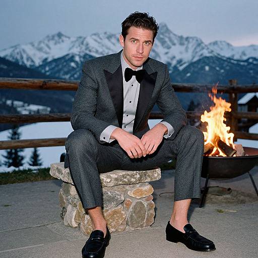 Elegant Man at Mountain Lodge