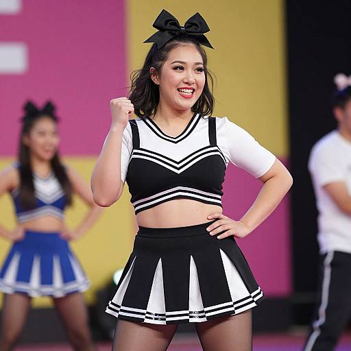 Confident Cheerleader in Bold Outfit