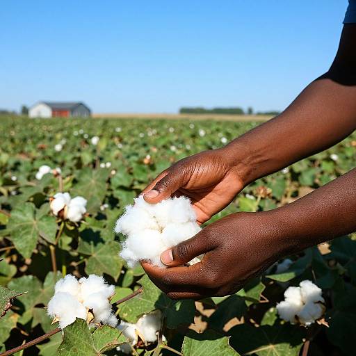 Man Harvesting Cotton in Vibrant Landscape